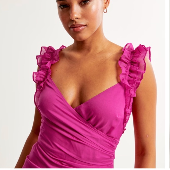 Abercrombie Pink Ruffle Strap High-Low Maxi Dress - Picture 5 of 14